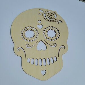 lot OF 4 Halloween Laser Cut Wood Skull Day Of The Dead NEW Dia de los Muertos